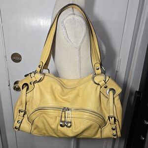 B. Makowsky Soft Genuine Leather Tote Hobo Shoulder Bag Purse Yellow